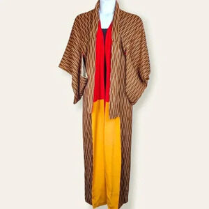 Vintage Silk Brown & White Kimono